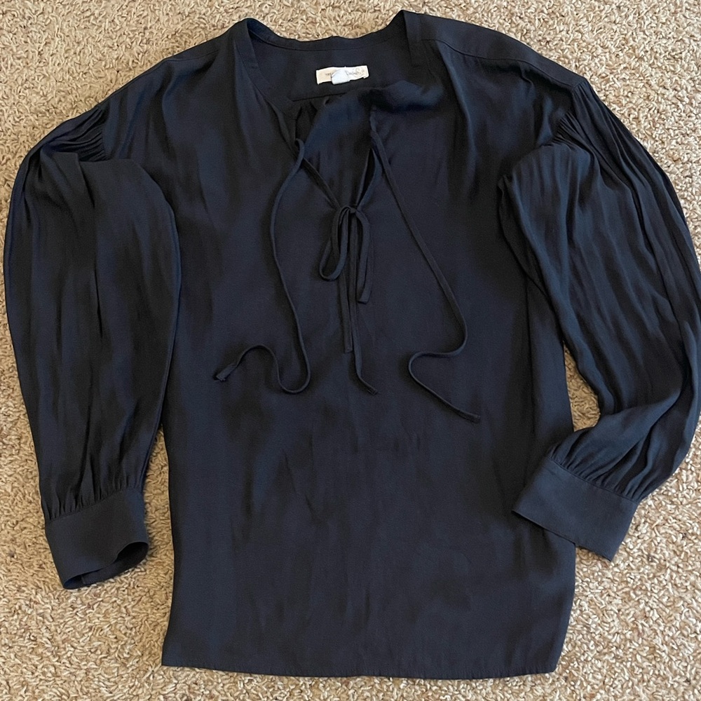 Treasure & Bond Black Billowy Blouse with Tie Detail